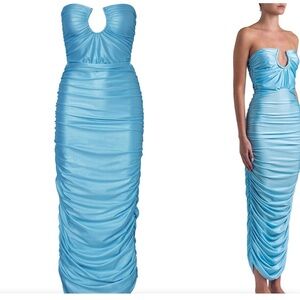 Baobab Magalenha Ruched Satin Jersey Maxi Dress